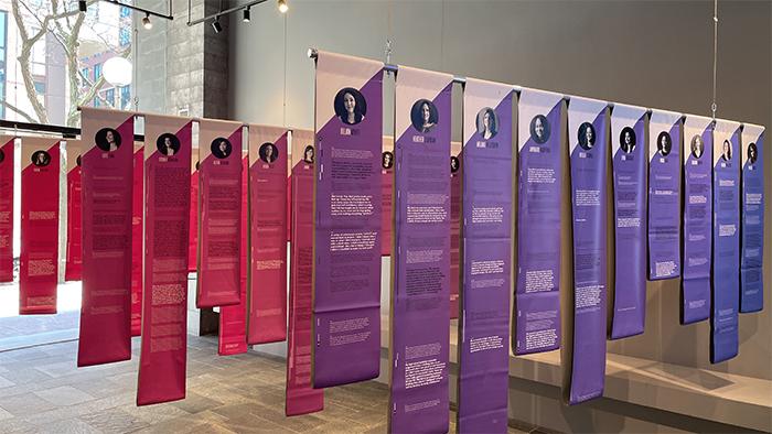 Window-facing perspective of Women in Design Display