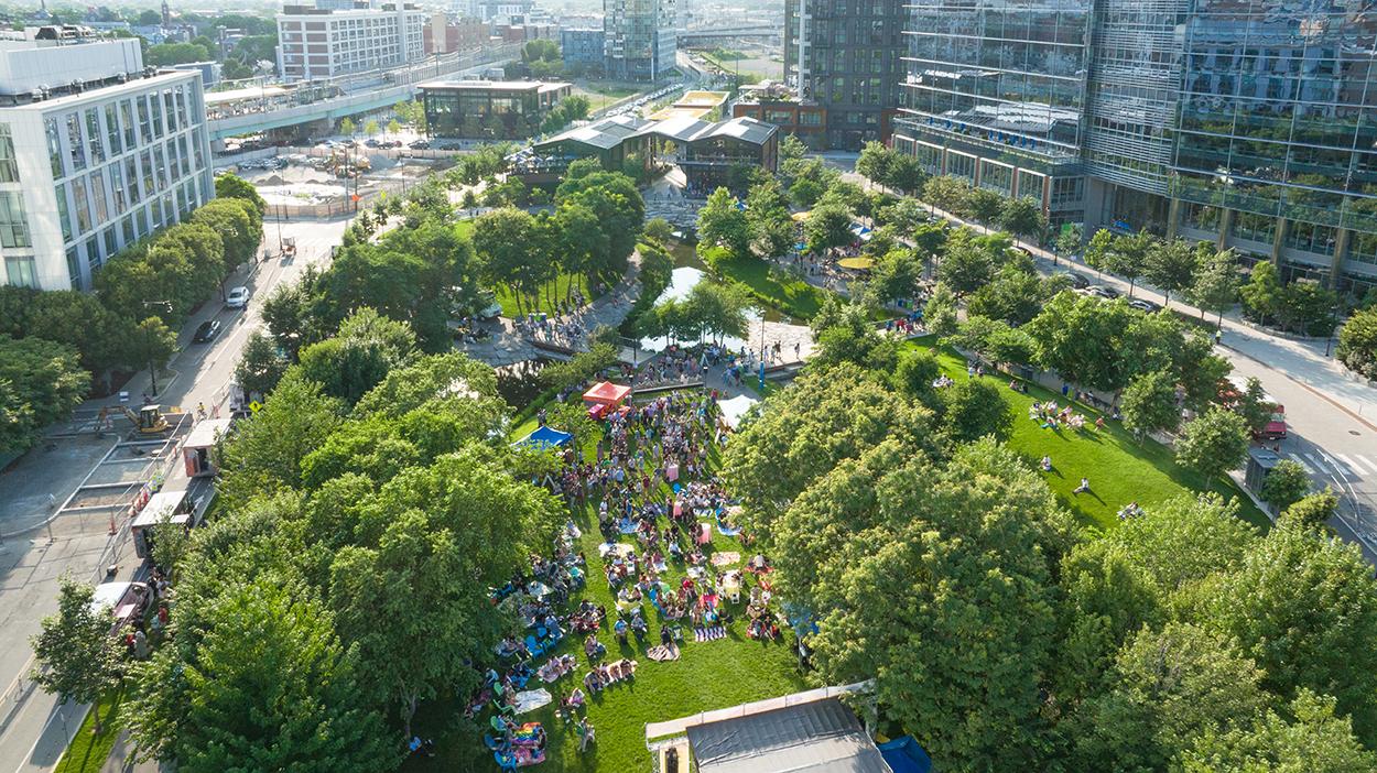 Aerial view of Cambridge Crossing